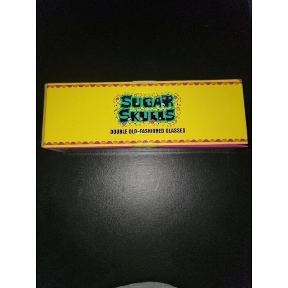 Sugar Skulls Double Old Fashioned Glasses Set Of 4 New in Box - Picture 4 of 4